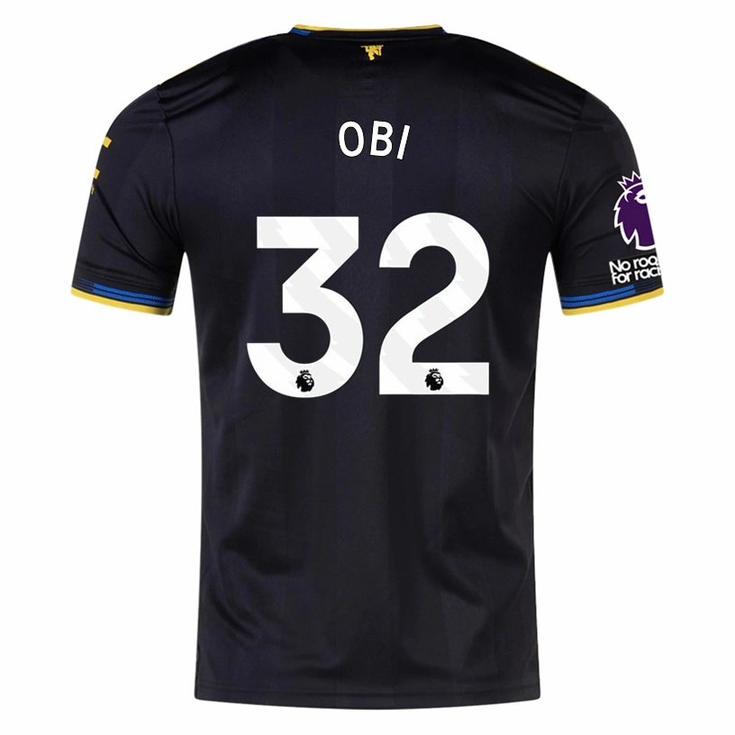 adidas Obi Men's Manchester United Authentic Third Jersey 25/26 w/ NRFR   EPL Patches (Black) Anti Pilling Technology