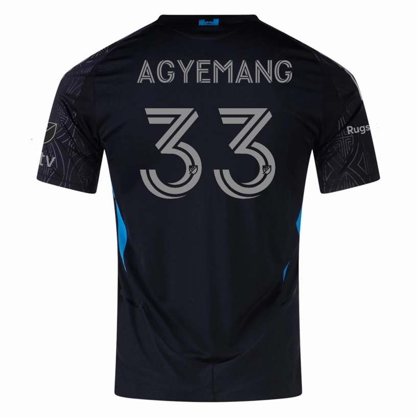 adidas Patrick Agyemang Charlotte FC Authentic Away Jersey 25/26 (Black) Layered Mesh Inserts Multi Directional Flex