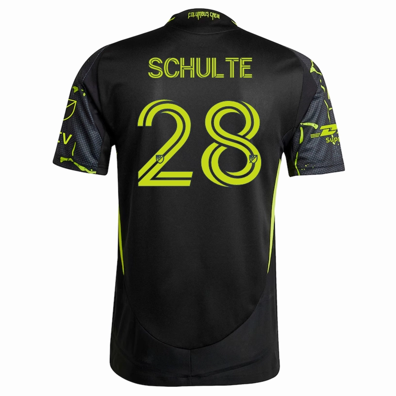 Odor Resistant Technology Full Sleeve Design adidas Patrick Schulte Columbus Crew Authentic Away Jersey w/ MLS Patches 25/26 (Black/Yellow)