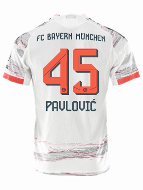 adidas Pavlovic Authentic Away Jersey 25/26 w/ Sponsor   Meister Bundesliga Patch (White/Red] Sweat Management Technology
