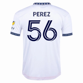 adidas Perez LA Galaxy Home Authentic Jersey 22/23 w/ MLS Patches (White) Anytime Layer