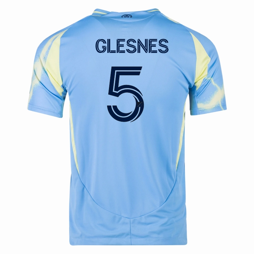 adidas Philadelphia Union Jakob Glesnes Authentic Away Jersey 25/26 (Blue/Yellow) Low Profile Drop Shoulder Athletic Cut