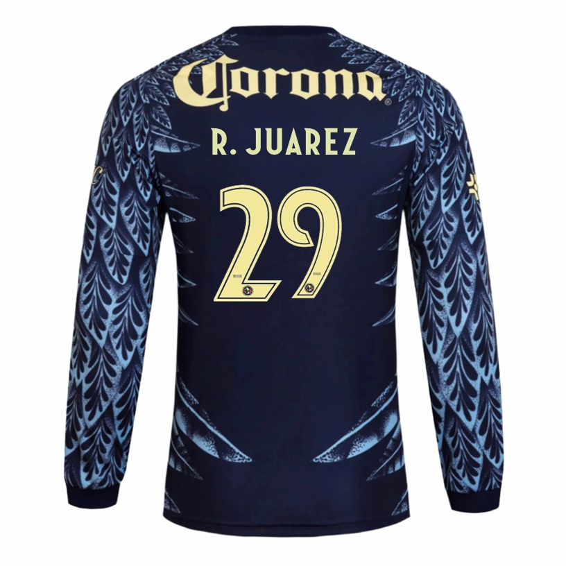 adidas R. Juarez Club Am??rica 25/26 Away Long Sleeve Jersey (Blue) Soft Inner Lining Balanced Motion