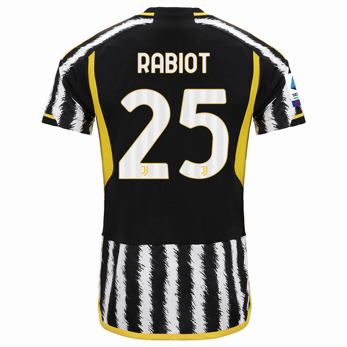 adidas Rabiot Juventus Home Jersey w/ Serie A Patch 23/24 (Black/White) Quick Evaporation Knit