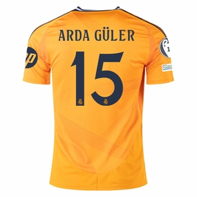 Double Layered Thermal Insulation Studio Wear adidas Real Madrid Arda Guler Away Jersey w/ Champions League Patches 24/25 (Crew Orange)
