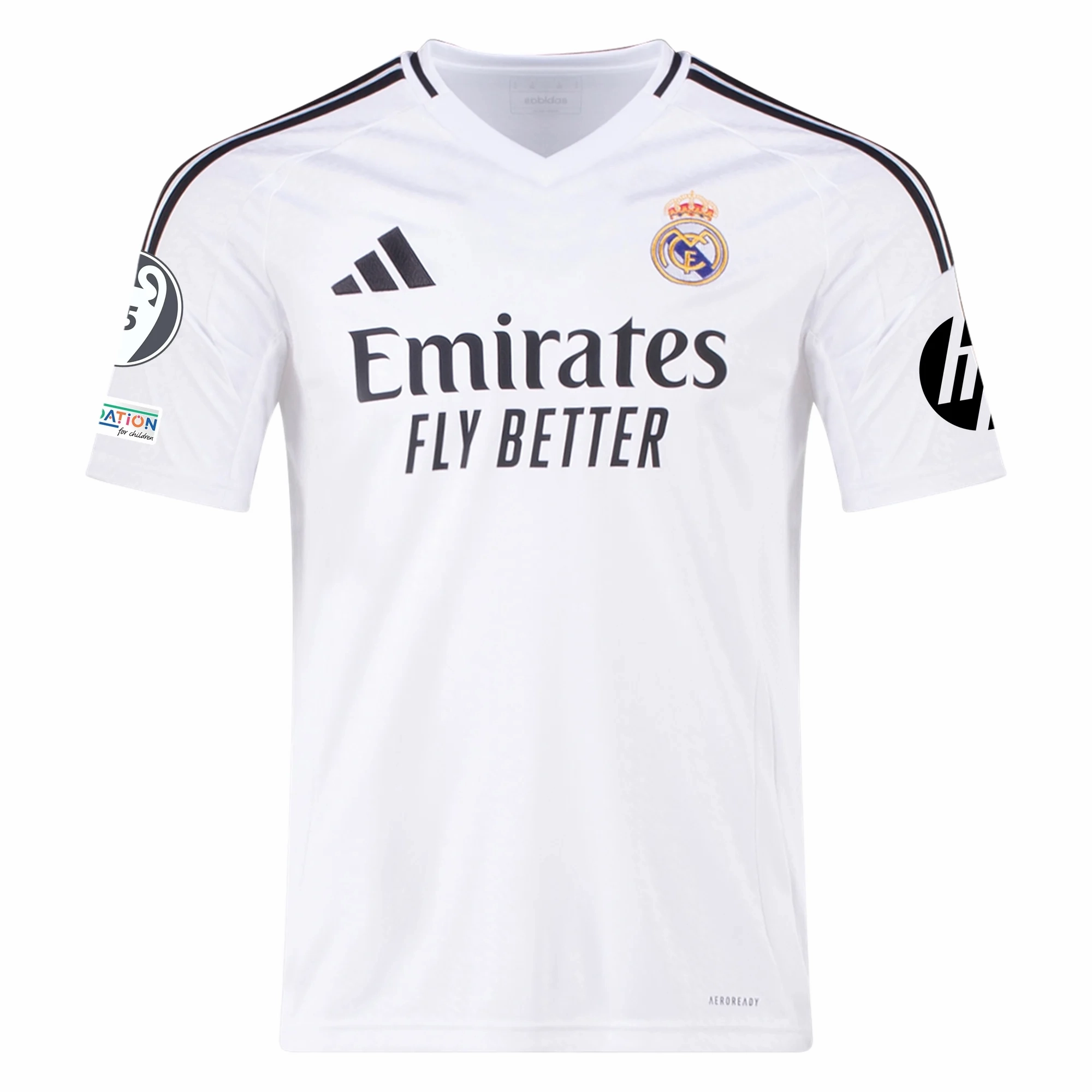 High Motion adidas Real Madrid Arda Guler Home Jersey 24/25 w/ Champions League Patches (White/Black)