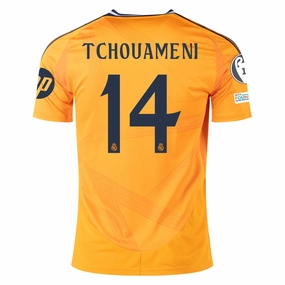 Thermoregulating Lining adidas Real Madrid Aur??lien Tchouam??ni Away Jersey w/ Champions League Patches 24/25 (Crew Orange)