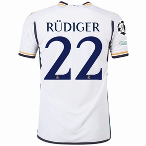 Boost Fit adidas Real Madrid Authentic Antonio Rudiger Home Jersey w/ Champions League   Club World Cup Patches 23/24 (White)