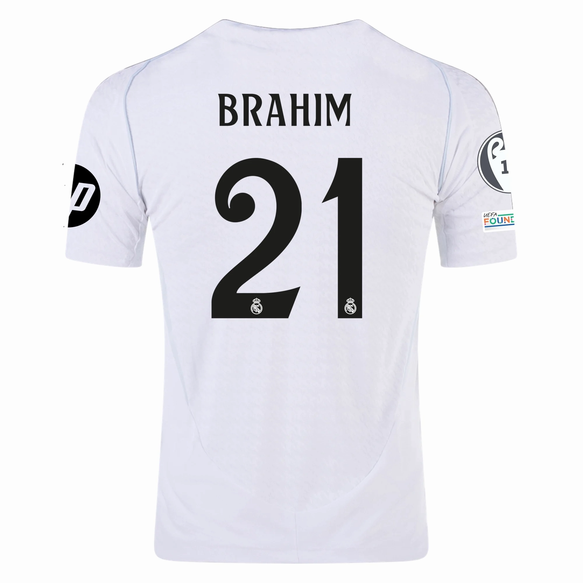 Breeze Control Ultraviolet Protection Fabric adidas Real Madrid Authentic Brahim Diaz Home Jersey w/ Champions League Patches 24/25 (White/Black)