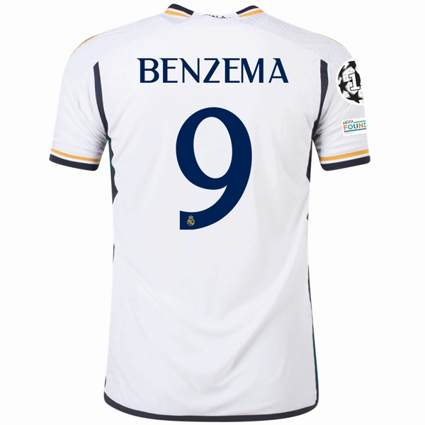 Comfort Technology adidas Real Madrid Authentic Karim Benzema Home Jersey w/ Champions League   Club World Cup Patches 23/24 (White)
