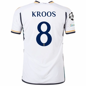 No Boundaries adidas Real Madrid Authentic Toni Kroos Home Jersey w/ Champions League   Club World Cup Patches 23/24 (White)