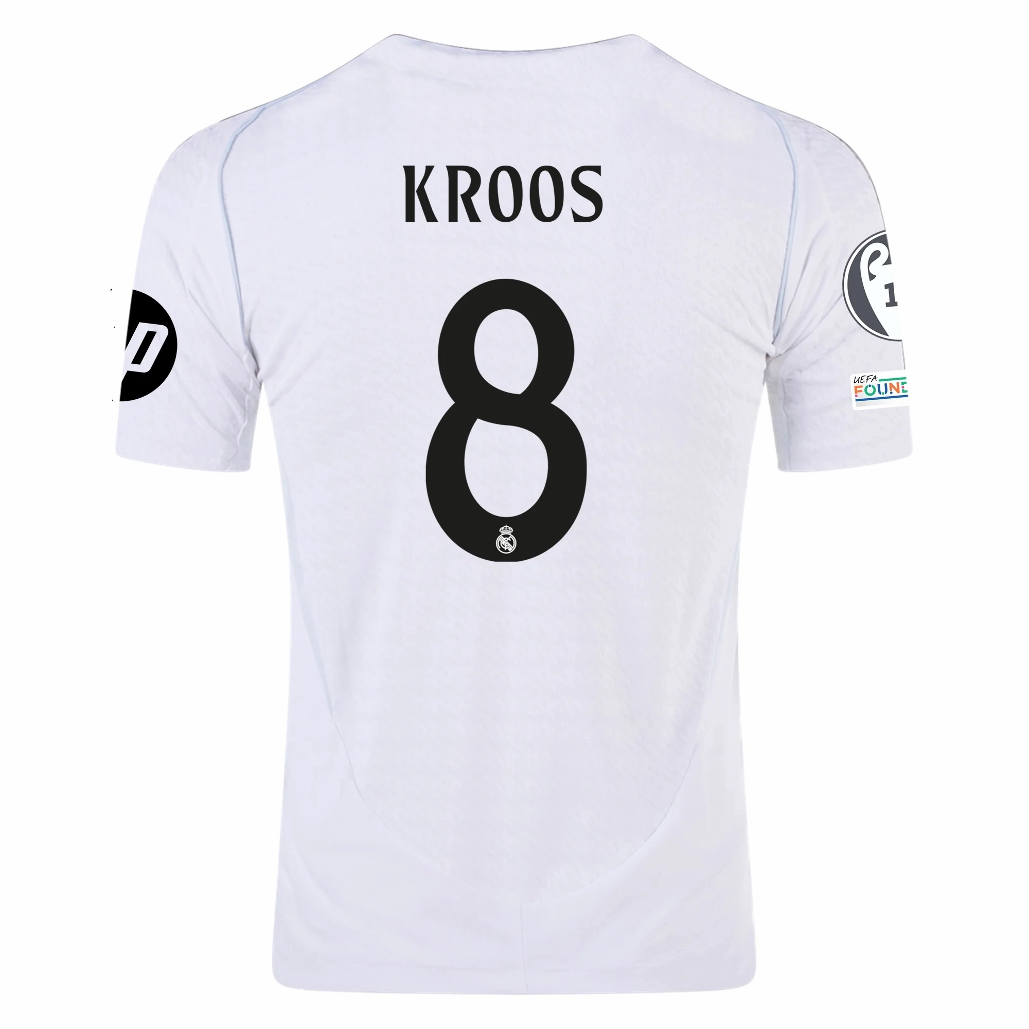 adidas Real Madrid Authentic Toni Kroos Home Jersey w/ Champions League Patches 24/25 (White/Black) Breathable mesh