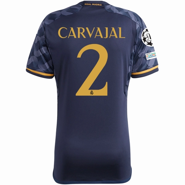 adidas Real Madrid Dani Carvajal Away Jersey w/ Champions League   Club World Cup Patch 23/24 (Legend Ink/Preloved Yellow) Outdoor Comfort Smooth Coverage