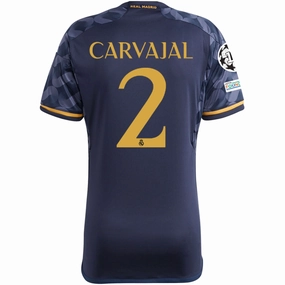 adidas Real Madrid Dani Carvajal Away Jersey w/ Champions League   Club World Cup Patch 23/24 (Legend Ink/Preloved Yellow) Outdoor Comfort Smooth Coverage