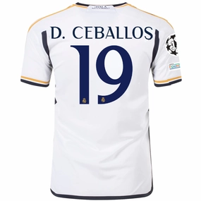adidas Real Madrid Dani Ceballos Home Jersey w/ Champions League   Club World Cup Patches 23/24 (White) Reinforced Shoulders