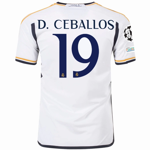 adidas Real Madrid Dani Ceballos Home Jersey w/ Champions League   Club World Cup Patches 23/24 (White) Reinforced Shoulders