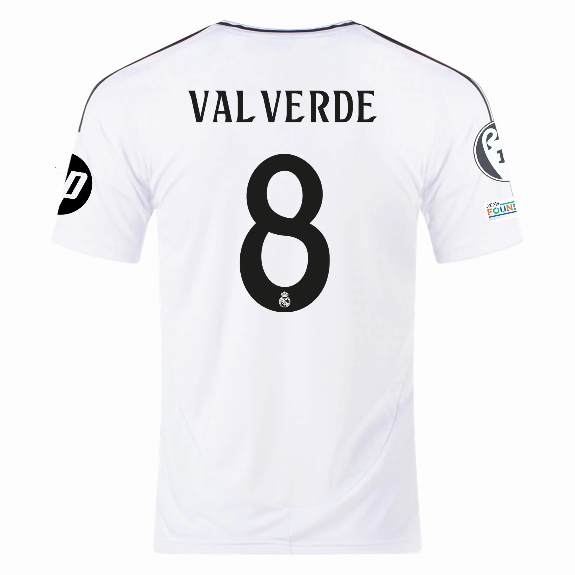 adidas Real Madrid Federico Valverde Home Jersey 24/25 w/ Champions League Patches (White/Black) Strategic Perforation Design
