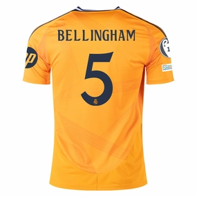 adidas Real Madrid Jude Bellingham Away Jersey w/ Champions League Patches 24/25 (Crew Orange) Reflective Safety Trim