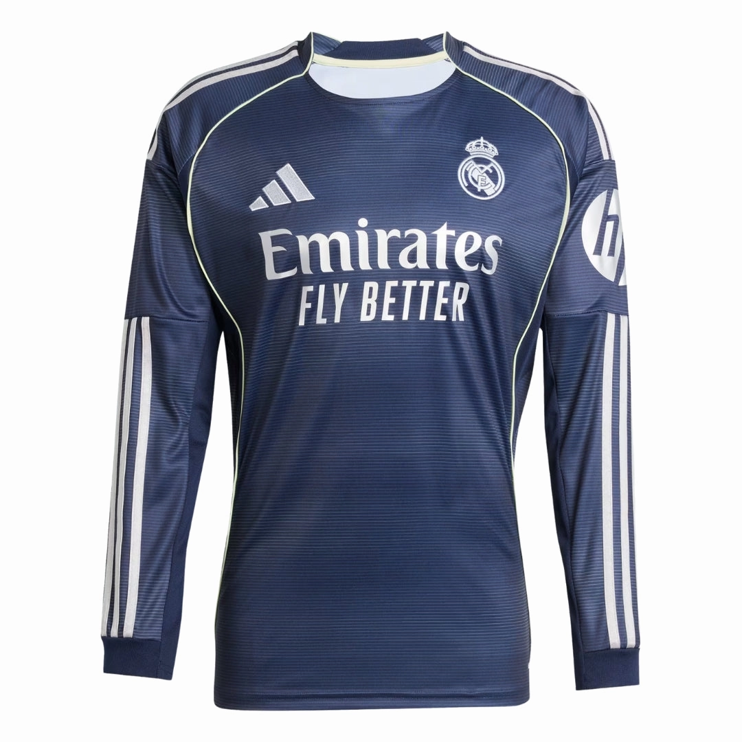 adidas Real Madrid Long Sleeve Away Jersey 25/26 (Legend Ink) Fan Approved