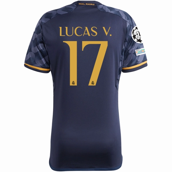 Active Comfort adidas Real Madrid Lucas Vasquez Away Jersey w/ Champions League   Club World Cup Patch 23/24 (Legend Ink/Preloved Yellow)