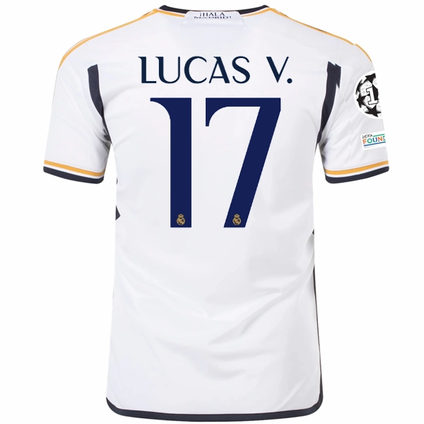 Quick Access Side Vents adidas Real Madrid Lucas Vazquez Home Jersey w/ Champions League   Club World Cup Patches 23/24 (White)