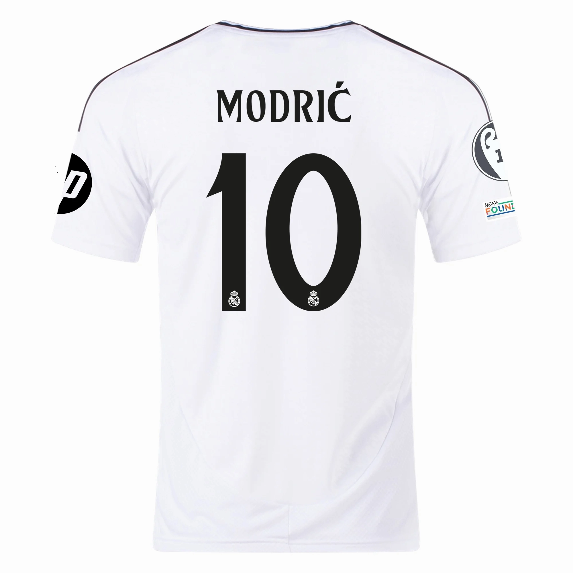 Versatile Fit adidas Real Madrid Luka Modric Home Jersey 24/25 w/ Champions League Patches (White/Black)