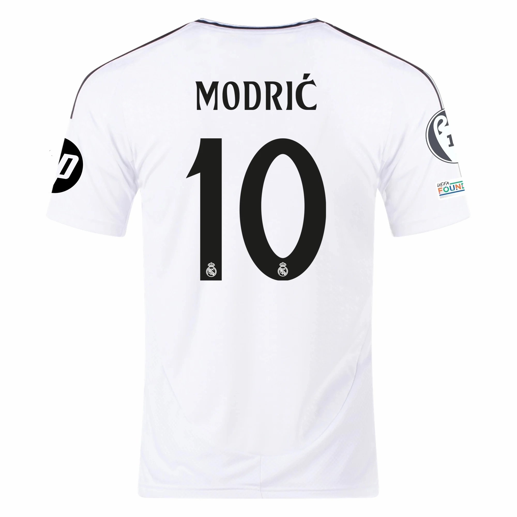 adidas Real Madrid Luka Modric Home Jersey 24/25 w/ Champions League Patches (White/Black) Dynamic Feel Ultra Smooth Flat Seams