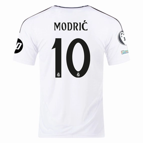 adidas Real Madrid Luka Modric Home Jersey 24/25 w/ Champions League Patches (White/Black) Walk Friendly Energy Boost