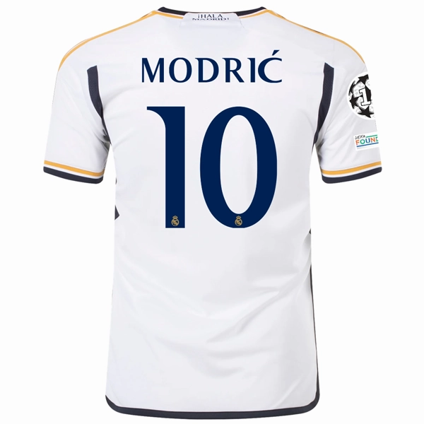 Ventilated Side Gussets adidas Real Madrid Luka Modric Home Jersey w/ Champions League   Club World Cup Patches 23/24 (White)