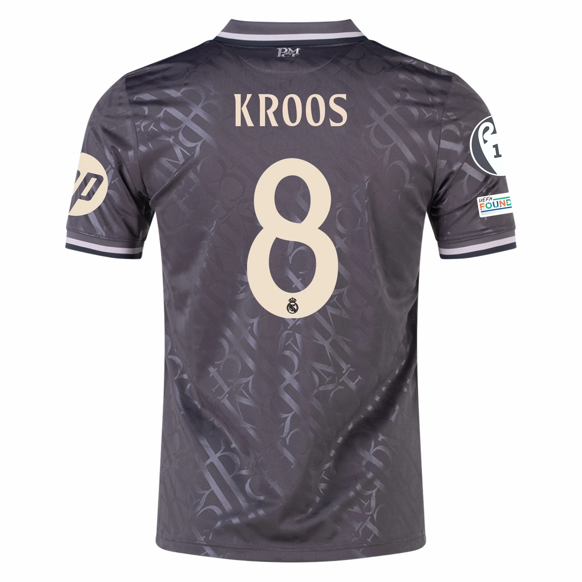 Game Utility adidas Real Madrid Toni Kroos Third Jersey w/ Champions League Patches   HP Sponsor 24/25 (Charcoal)