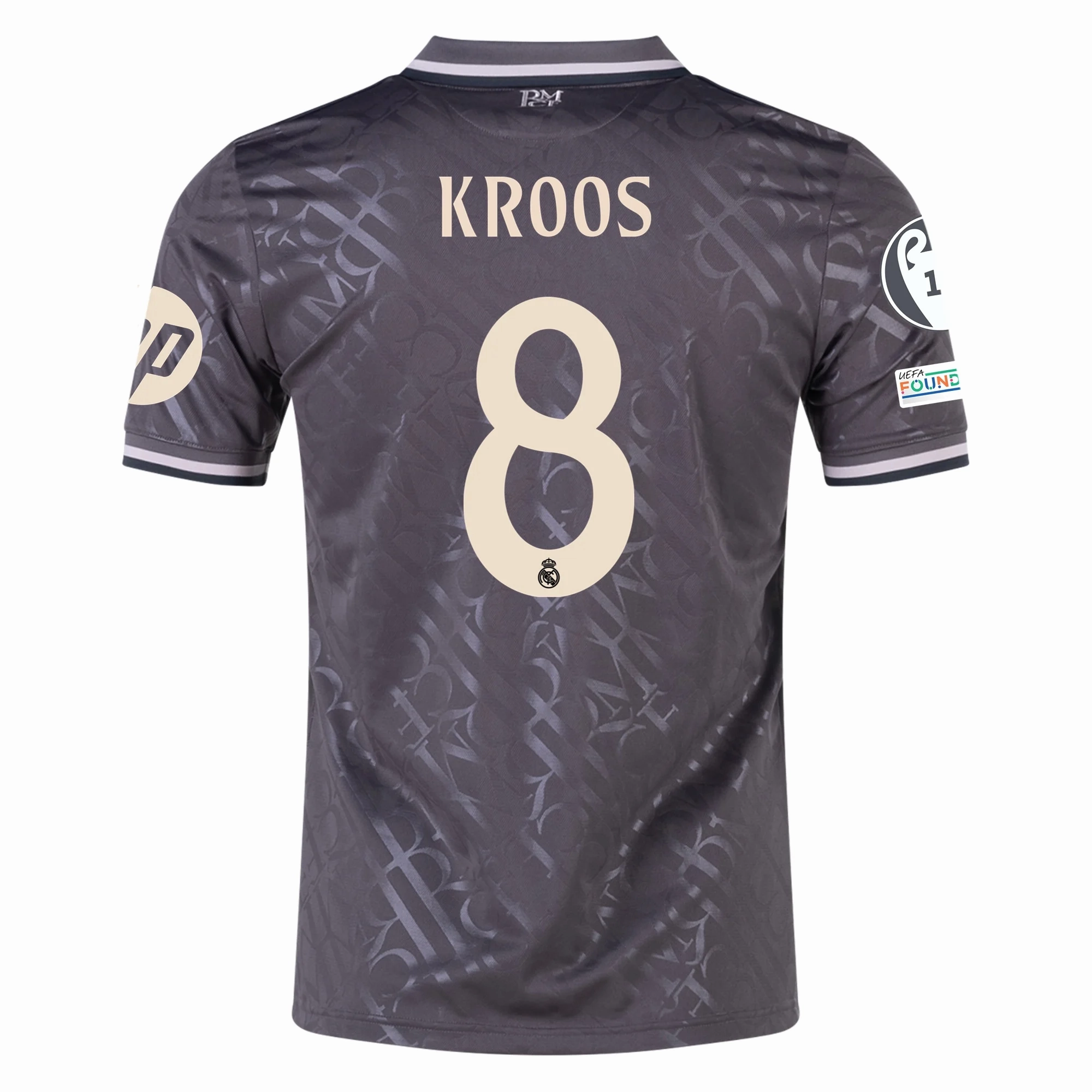 adidas Real Madrid Toni Kroos Third Jersey w/ Champions League Patches   HP Sponsor 24/25 (Charcoal) Moisture Wicking Design