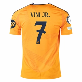 adidas Real Madrid Vini Jr. Away Jersey w/ Champions League Patches 24/25 (Crew Orange) Breathable Mesh Panels