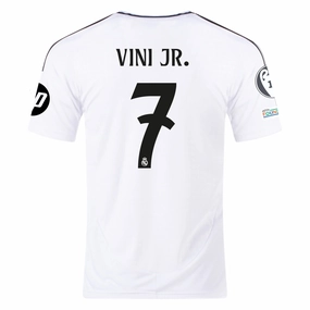 Layered Paneling Lightweight Lining adidas Real Madrid Vinicius Jr. Home Jersey 24/25 w/ Champions League Patches (White/Black)