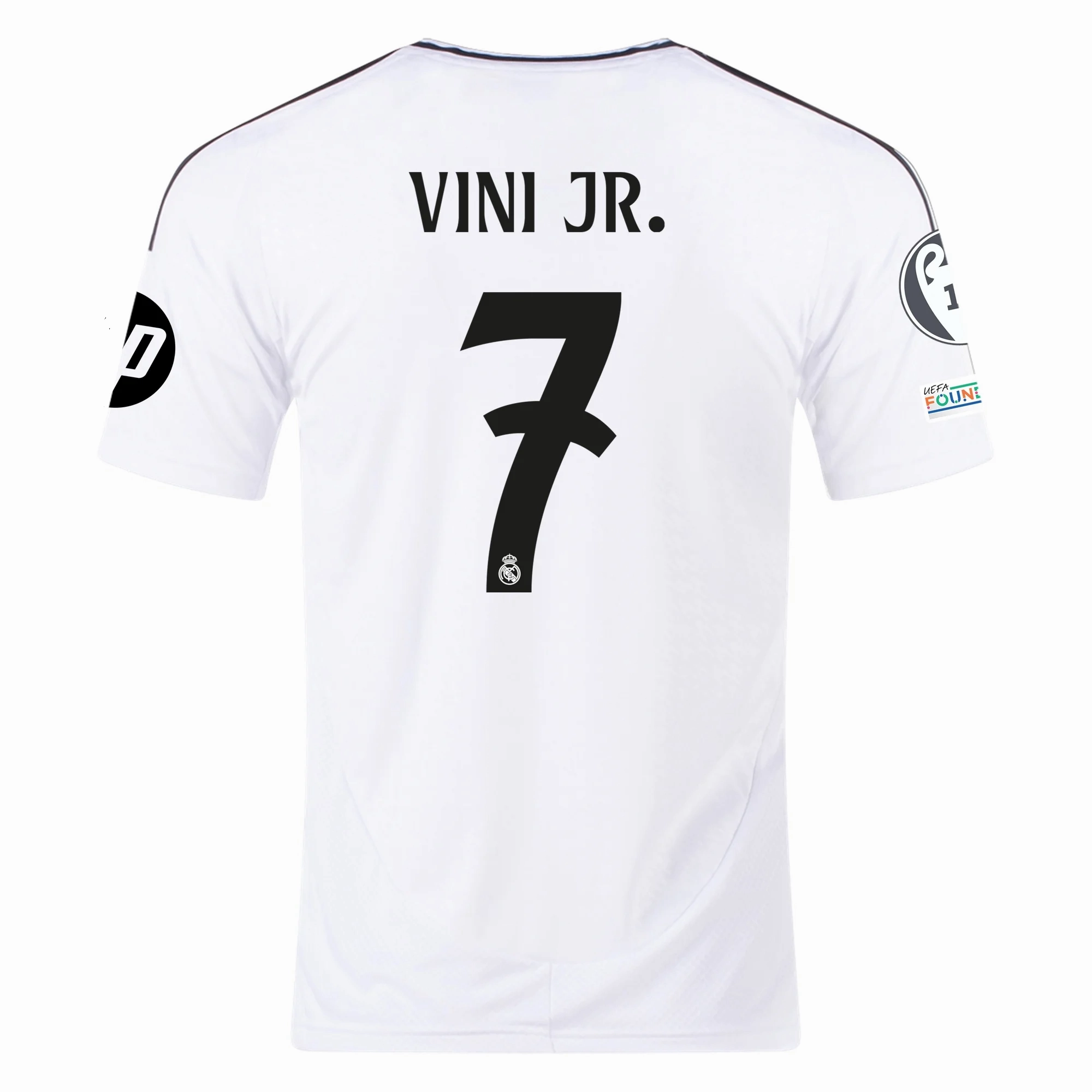 Layered Paneling Lightweight Lining adidas Real Madrid Vinicius Jr. Home Jersey 24/25 w/ Champions League Patches (White/Black)