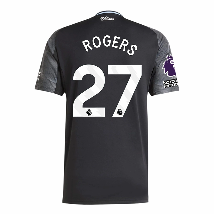 adidas Rogers Men's Aston Villa 25/26 Away Jersey w/ EPL   NRFR Patches (Black/Global Blue) Soft Layers