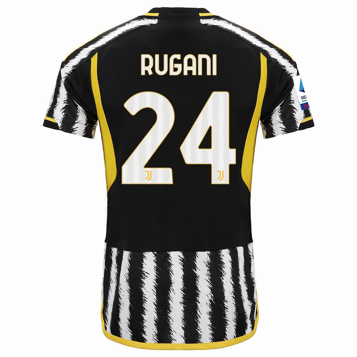 adidas Rugani Juventus Home Jersey w/ Serie A Patch 23/24 (Black/White) Outdoor Activewear Irregularity Balanced Weave