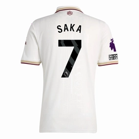 adidas Saka Men's Arsenal FC Third Jersey 25/26 w/ NRFR   EPL Patches (White/Burgundy) Outdoor Essentials