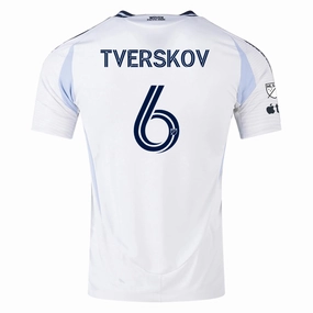 adidas San Diego FC Authentic Jeppe Tverskov Away Jersey 25/26 w/ MLS & Apple Patch (White) Ventilated Side Gussets