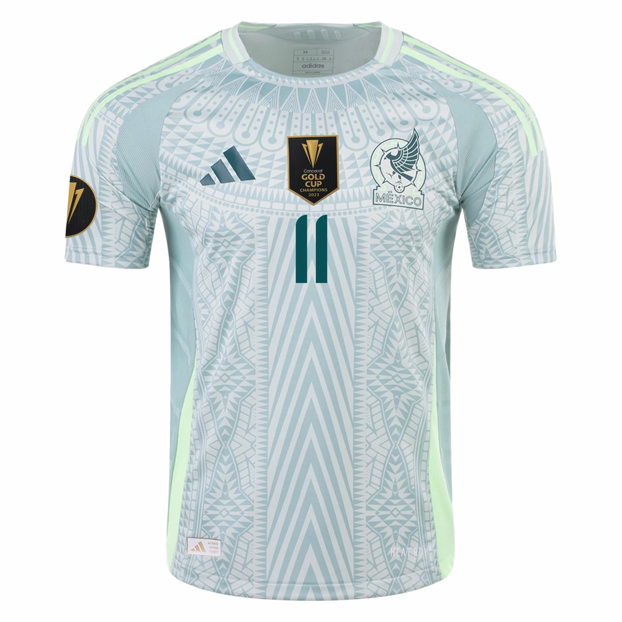 adidas Santi Gimenez Mexico Authentic Away Jersey 24/25 w/ Gold Cup 2025 Patches (Linen Green) Sleek lines