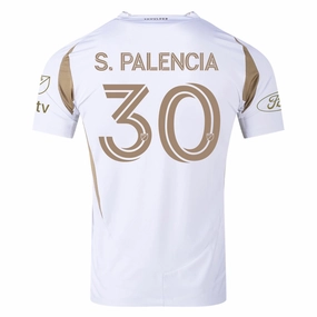 adidas Sergi Palencia LAFC Authentic Away Jersey w/ MLS   Apple   Ford Logo 25/26 (White/Gold) Perfect Motion Athletic Wear