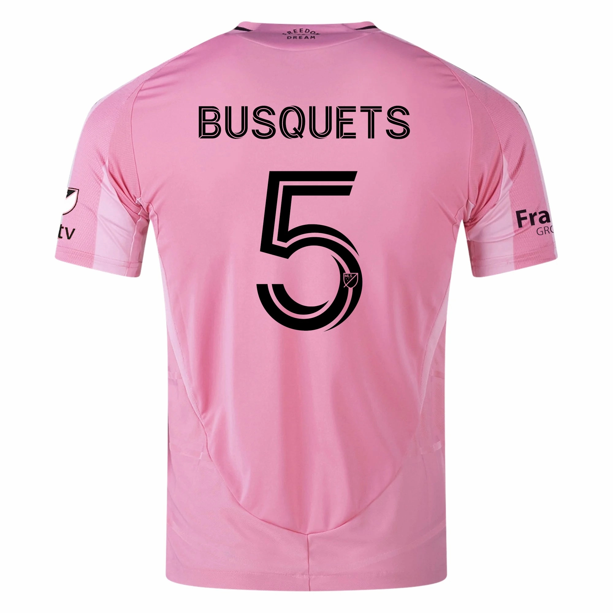 adidas Sergio Busquets Inter Miami CF Authentic Home Jersey 25/26 w/ MLS Patches   Sponsor (Easy Pink) Workout Layer Moisture Control Fabric
