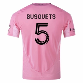 adidas Sergio Busquets Inter Miami CF Authentic Home Jersey 25/26 w/ MLS Patches   Sponsor (Easy Pink) Workout Layer Moisture Control Fabric