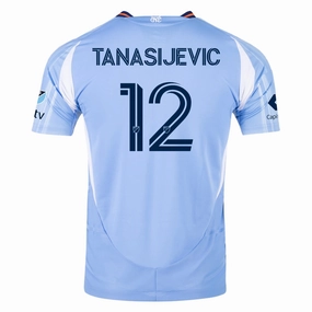 adidas Strahinja Tanasijevi? New York City FC Authentic Home Jersey 25/26 w/ MLS Patches (Bahia Light Blue) Moisture Wicking Technology Training Flex