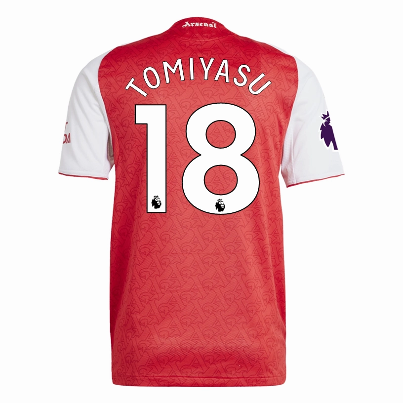 Wind Resistant Outer Layer adidas Takehiro Tomiyasu Arsenal FC Authentic Home Jersey 25/26 w/ EPL Patch (Better Scarlet/White