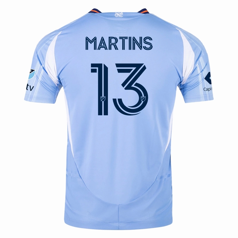 Adjustable Hem Drawstring Sport Ready Gear adidas Thiago Martins New York City FC Authentic Home Jersey 25/26 w/ MLS Patches (Bahia Light Blue)
