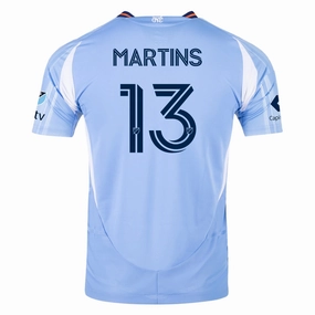 Air Optimized Zero Distraction Tagging adidas Thiago Martins New York City FC Authentic Home Jersey 25/26 w/ MLS Patches (Bahia Light Blue)