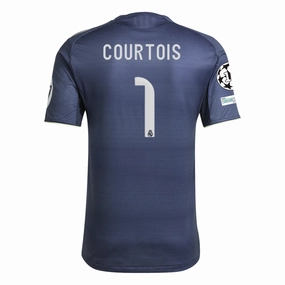 adidas Thibaut Courtois Real Madrid Authentic Away Jersey 25/26 w/ Champions League Patches (Legend Ink) Easy Fit Double Stitched Edges