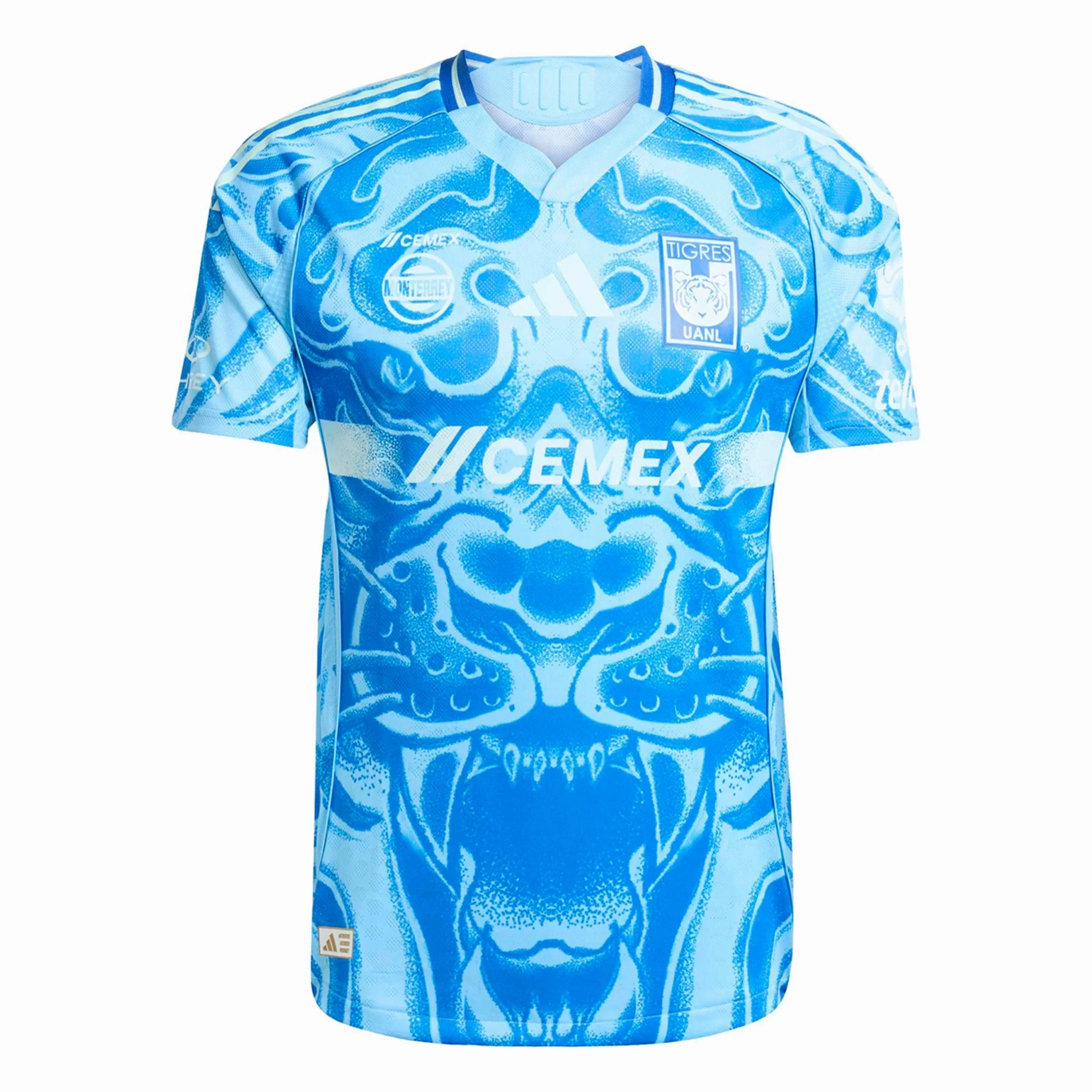 Form Fitting Flexible Neck Opening adidas Tigres Authentic Away Jersey 25/26 (Blue/Aqua)