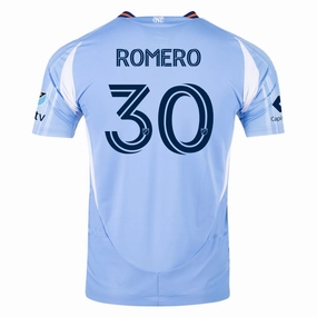 adidas Tom??s Romero New York City FC Authentic Home Jersey 25/26 w/ MLS Patches (Bahia Light Blue) Flexible Neckline Elasticated Waistband Design