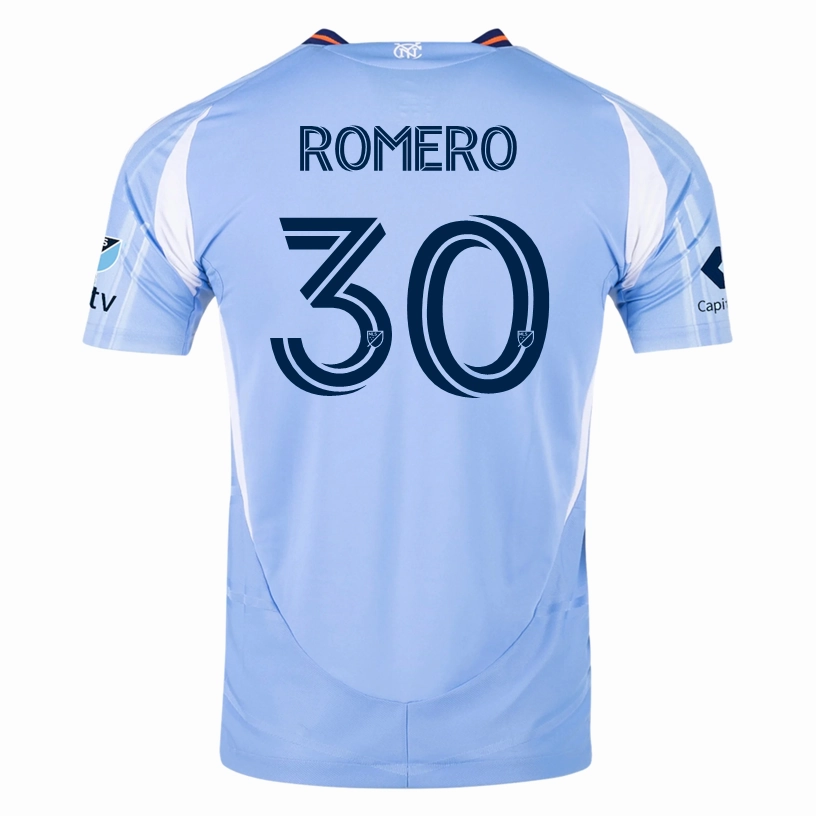 adidas Tom??s Romero New York City FC Authentic Home Jersey 25/26 w/ MLS Patches (Bahia Light Blue) Flexible Neckline Elasticated Waistband Design
